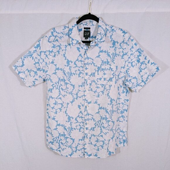 Gap Blue & White Floral Casual Button Down Shirt Size M - Picture 1 of 5
